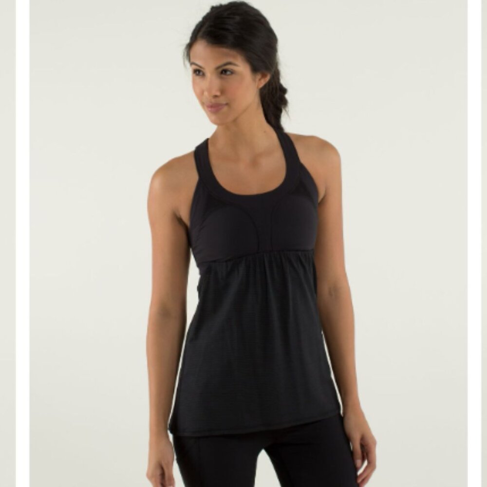 Lululemon Women's Built In Sports Bra Athletic Work Out Tank Top Black